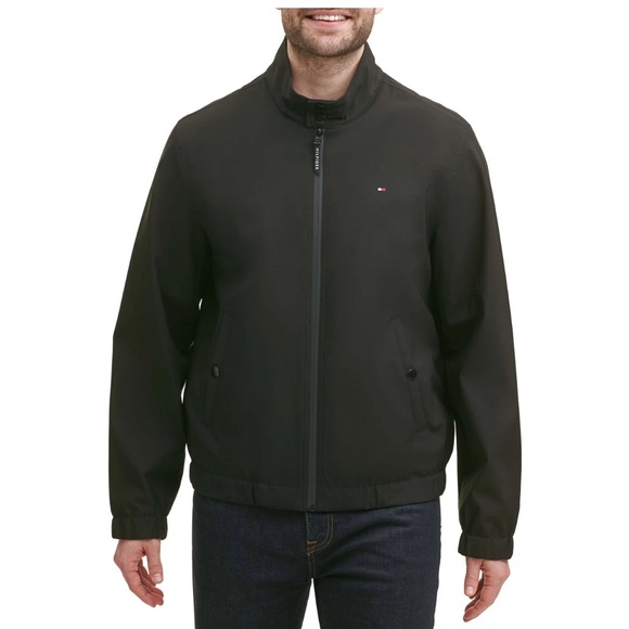 Tommy Hilfiger Men's Bomber Jacket Water and Wind Resistant Black - Picture 2 of 5